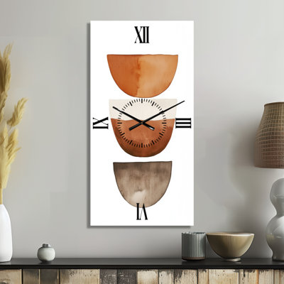Earthtone Balance Forms I - Boho Silent Metal Wall Clock