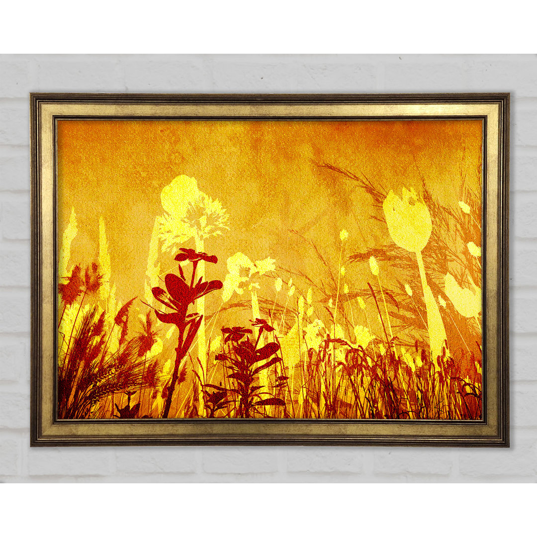 Golden Slash Flowers - Einzelner Bilderrahmen Kunstdrucke auf Holz