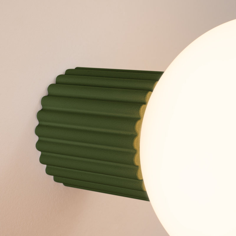 Halo Aluminium Flush Mounted Sconce, Olive Green