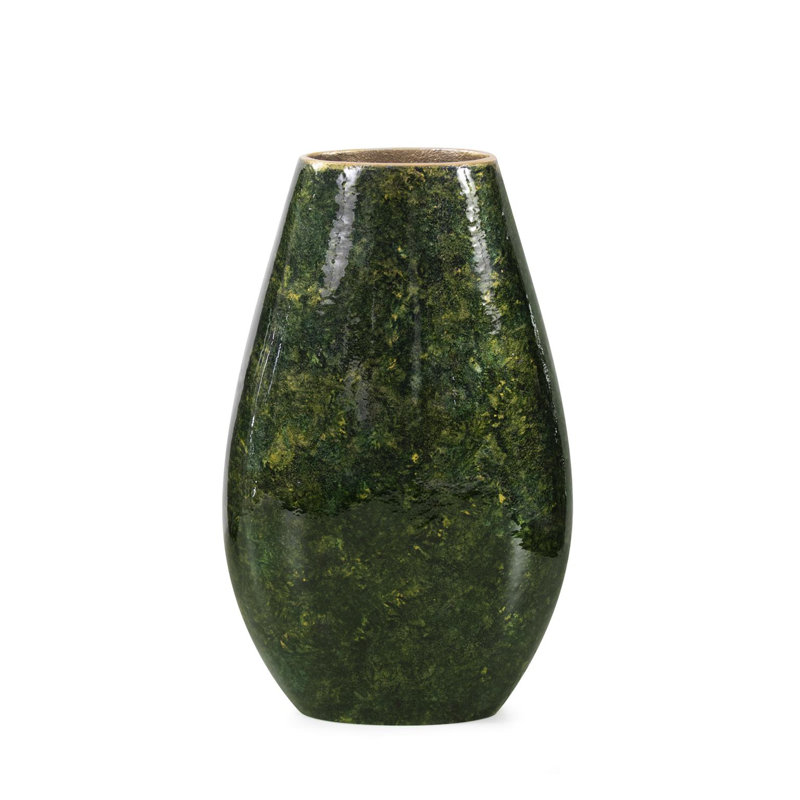 Renaldi Emerald Gold Torpedo Vase- Medium, 11" H x 7" W x 3" D