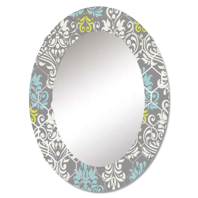 Damas bleu clair - Miroir mural moderne, 30 po x 20 po