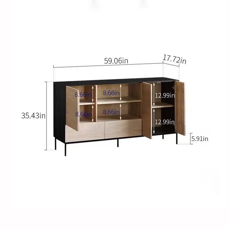 Buffet en bois de style nordique simple et moderne.
