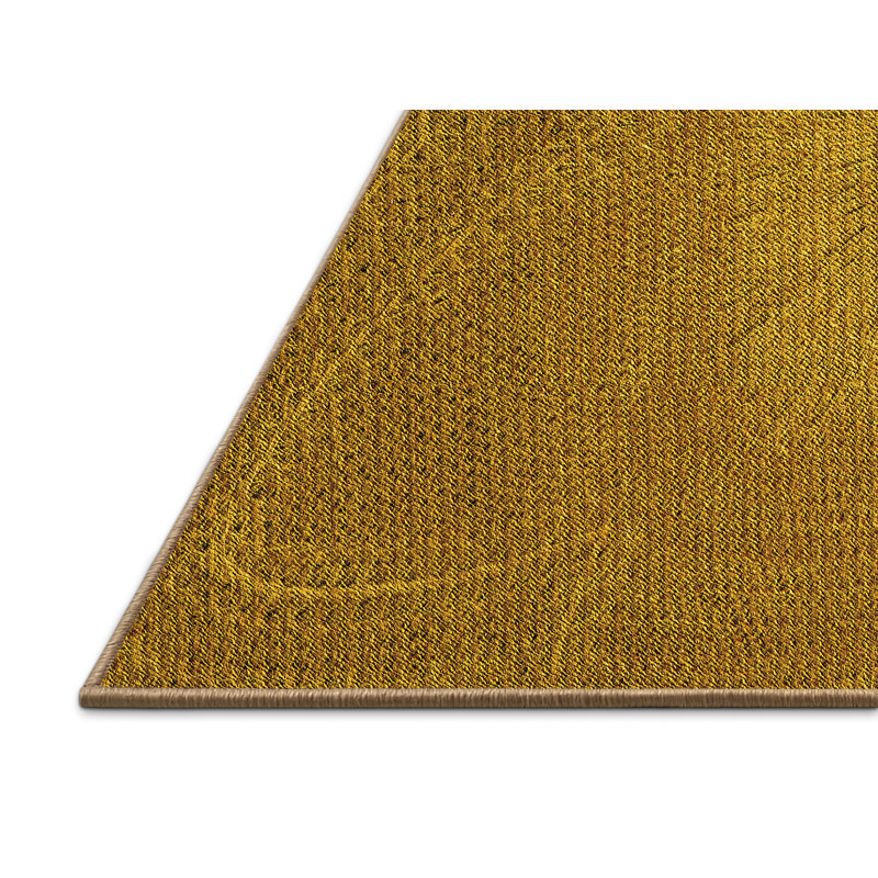 Tapis zone jaune en laine abstraite, Rectangle 2 pi x 4 pi
