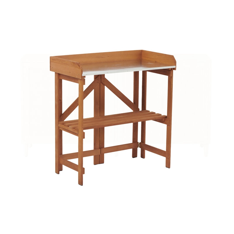 Folding Potting Bench with Shelves