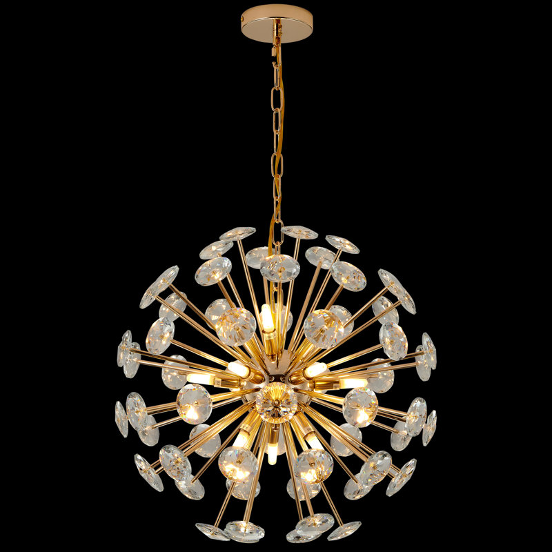 Hrithvik Modern LED Round Double-Layer Golden Crystal Chandelier, Height Adjustable