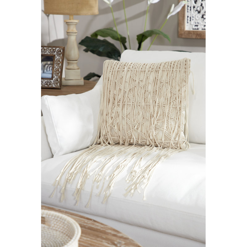 Coussin décoratif en coton, 20 po x 20 po, Beige