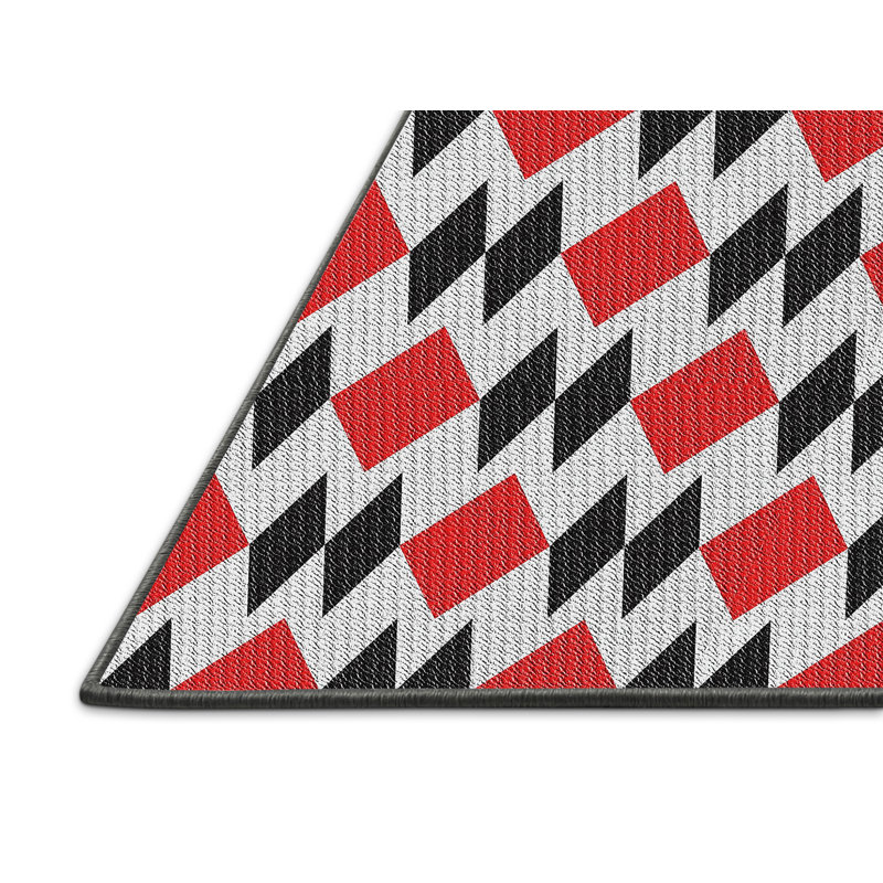 Tapis de zone rouge/noir à motifs, Rectangle 4 pi x 6 pi