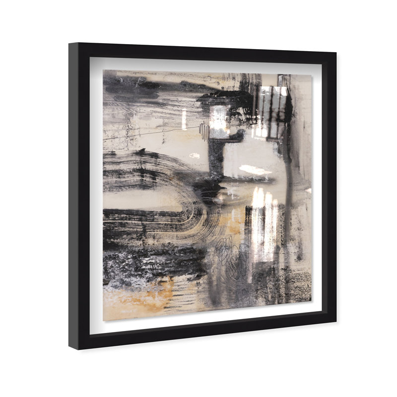 Oliver Gal Golden Ash Abstract - Luxury Shadowbox Framed Wall Art, 31.5" H x 25.5" W, Black