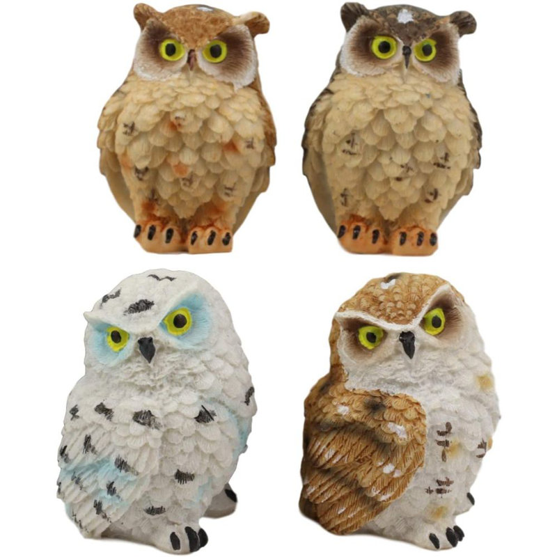Ensemble de 4 petits chouettes nocturnes fat owls Peggie