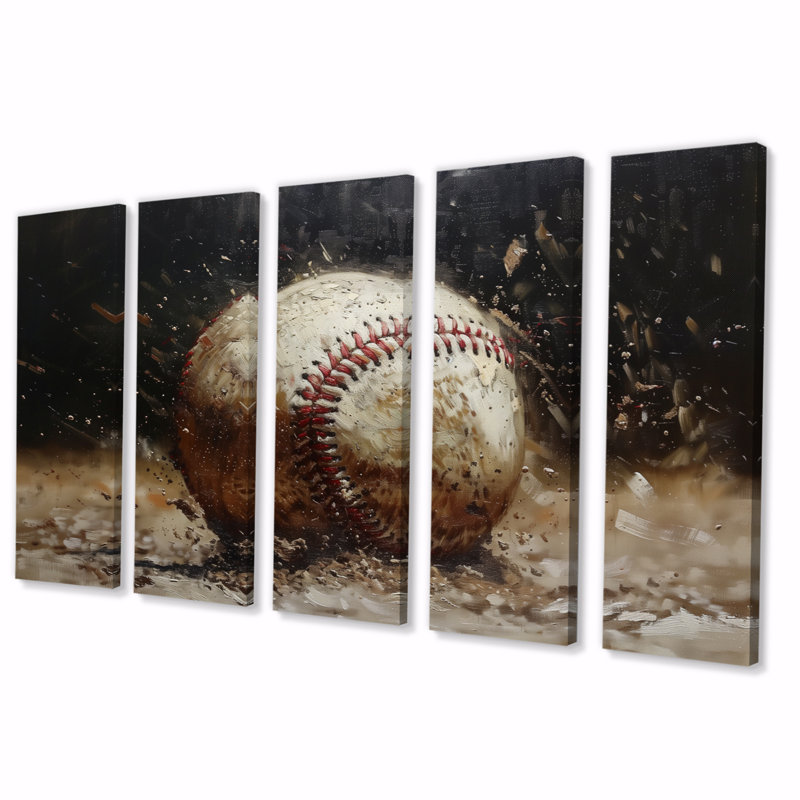 Baseball, gros plan, home run - ensemble d'art sur toile de baseball sport, H 28 po x l 60 po