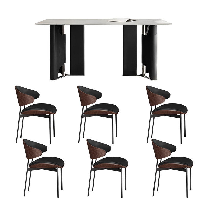 Ensemble de table rectangulaire moderne avec chaises, H 29,52 po x L 55,11 po x l 31,49 po