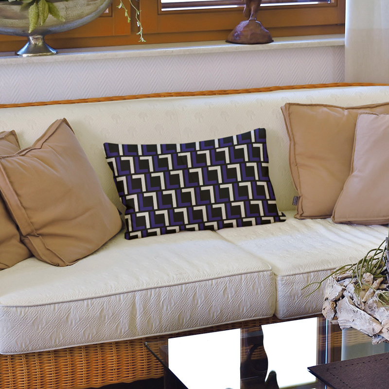 Housse de coussin rectangulaire et insert Baltimore Football Luxury, Simili daim, Mauve / blanc / noir