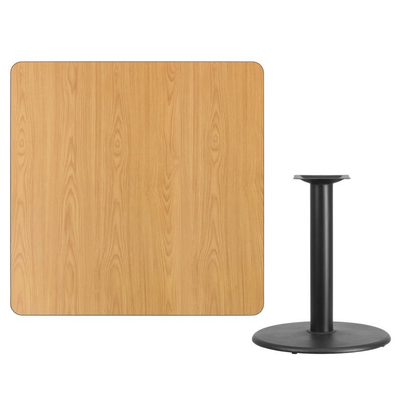 Jack Square Laminate Table Top with Round Table Height Base, 31.12" H x 42" W x 42" D, Natural