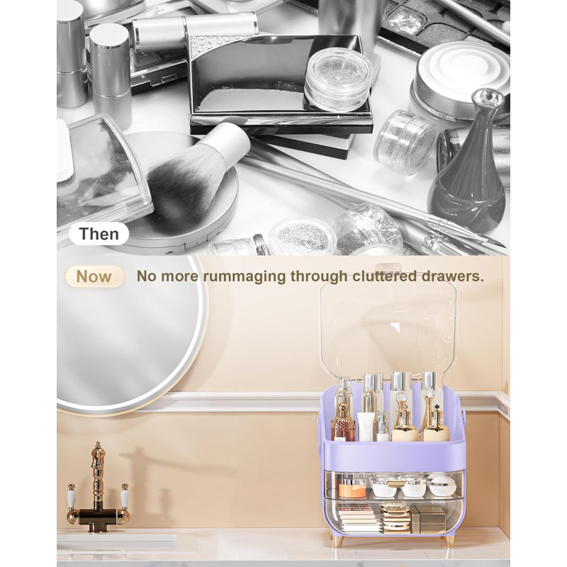 Boîte de rangement pour le comptoir de salle de bain Skincare, adaptée au dessus de la coiffeuse (mauve), Mauve