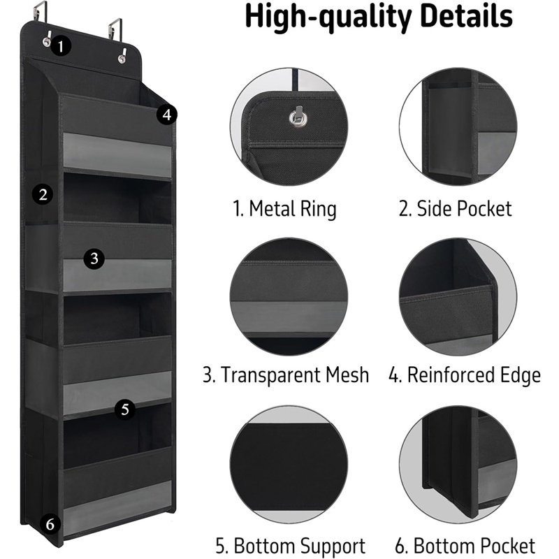 Over The Door Storage Organizer Hanging Basket Shelves Black