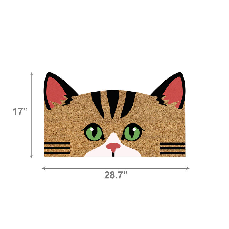 Shape Coir Door Mat Striped Cat