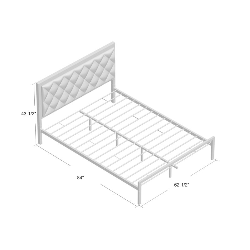 Mia Vinyl Platform Bed Frame, White, Twin