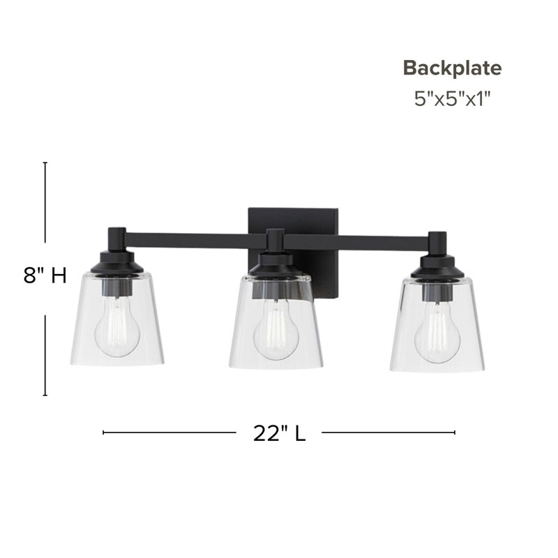 Montford 3-Light 6.25” Wide Vanity Light, Matte Black