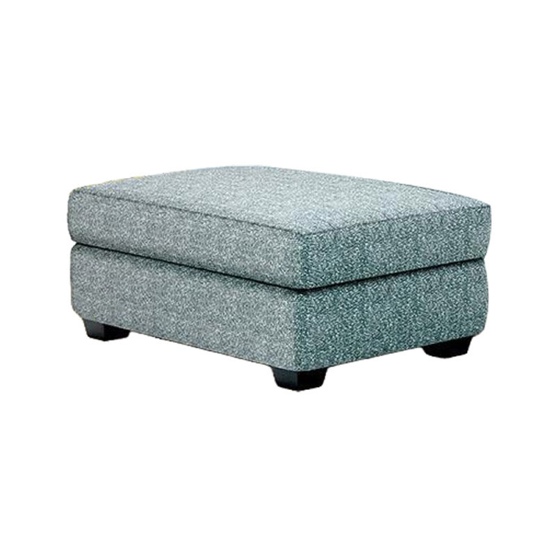 Repose-pieds Berrie, dessus rembourré en polyester bleu sarcelle, bois noir, 40 pouces
