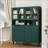Tall Storage Show Cabinet With 2 Glass Display Doors & 2 Solid Doors, Ideal For Organized And Stylish Kitchen Or Bathroom-1774672268