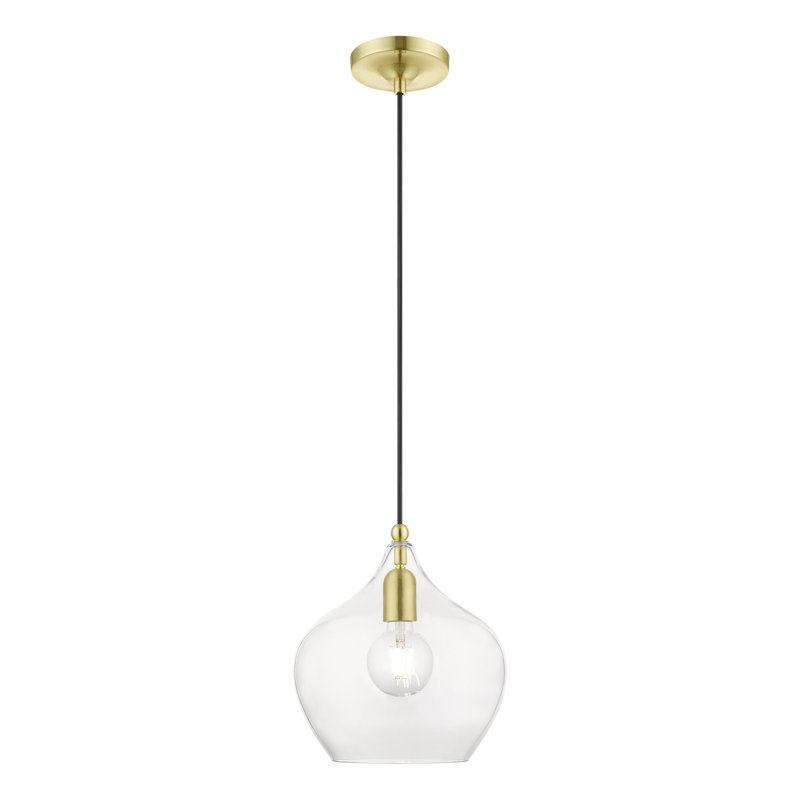 Luminaire suspendu géométrique à 1 lumière Donivin, Laiton satiné / laiton poli
