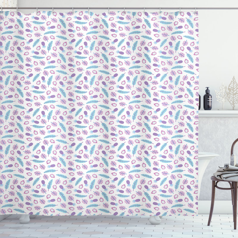 East Urban Home Dragon Shower Curtain Repeating Pattern of Feather, 70" H x 69" W