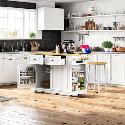 Kitchen Island with 2 Bar Stools by Lark Manor