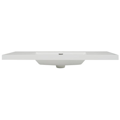 Lavabo 48 po en résine pour meuble-lavabo, lavabo de salle de bain avec 3 trous de robinet, comptoir de meuble-lavabo seulement, blanc éclatant