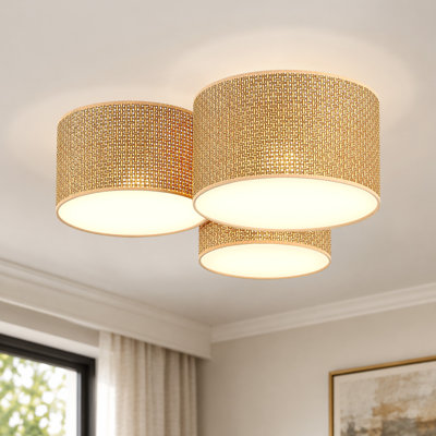 Plafonnier encastré 3 lumières tissé à la main