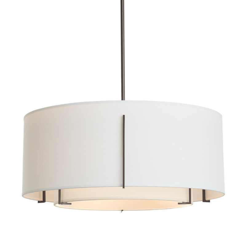 Exos 3 - Light Unique/Statement Drum Chandelier, Natural Anna, Dark Smoke, 9.7" H x 23" W x 23" D