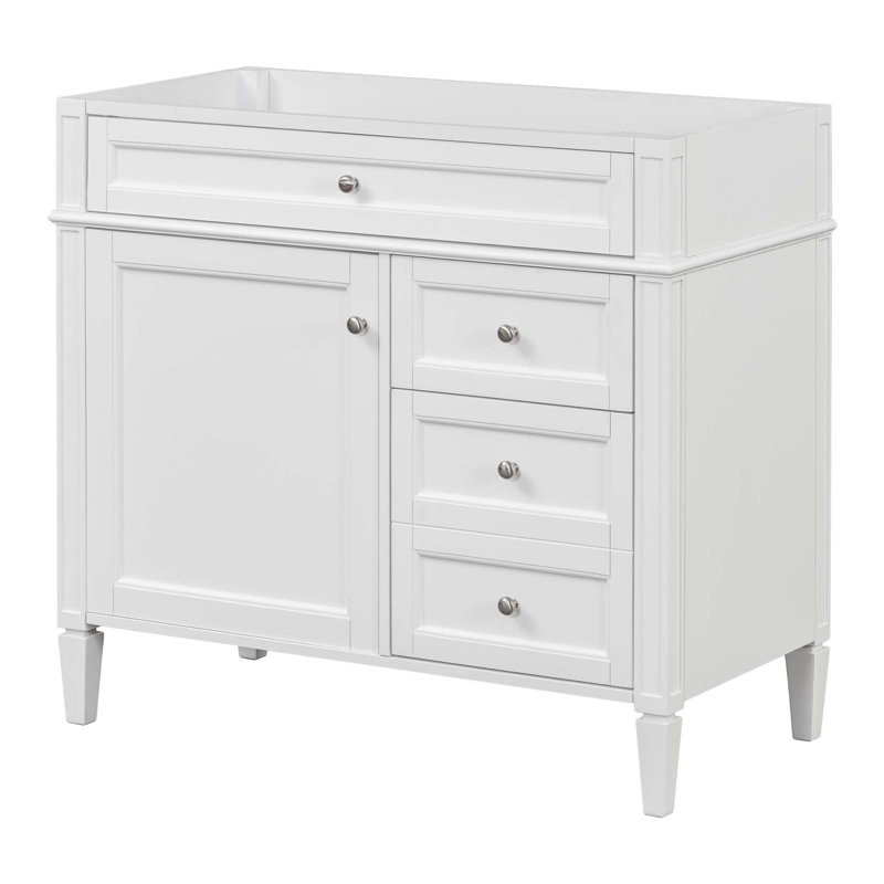 Meuble-lavabo de 36 po sans lavabo supérieur, armoire de rangement moderne avec 2 tiroirs et un tiroir basculant, structure en bois massif