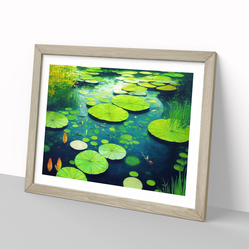 Impactful Pond - Single Picture Frame Print, 25cm H x 34cm W x 2cm D, Oak