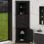 Armoire triangulaire haute avec 3 tiroirs et tablettes réglables, armoire de rangement haute pour salle de bain, panneau de fibres à densité moyenne avec finition peinte-1101084665