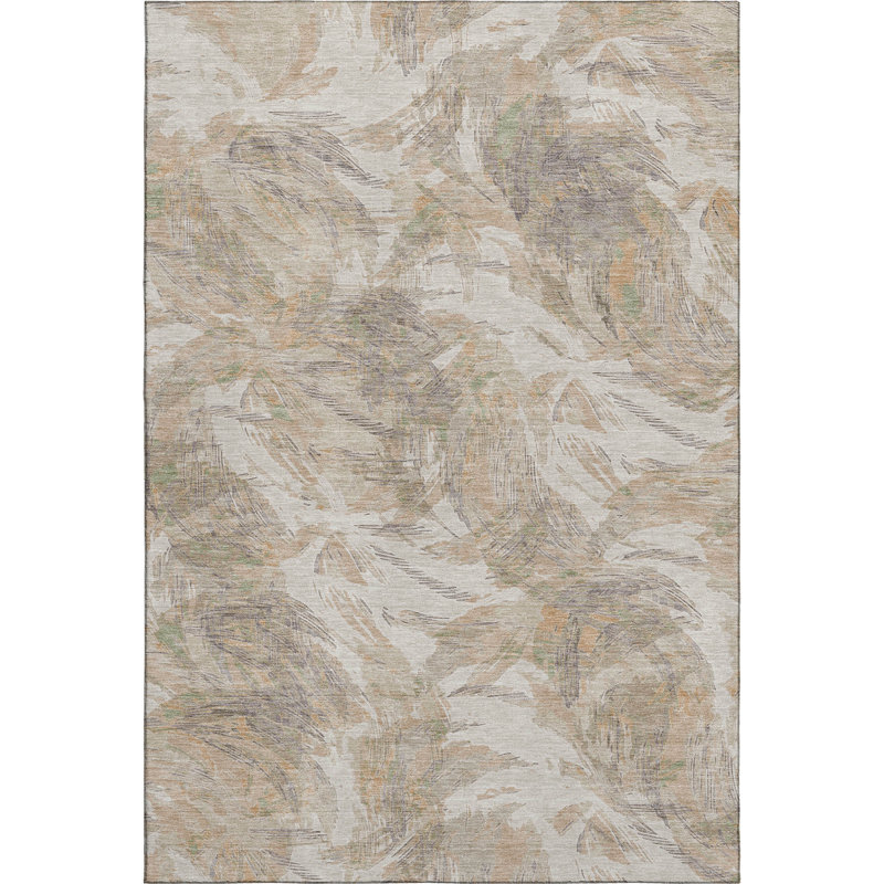 Premium Machine Washable Mayfield AMF2387 Abstract Rug, 8' x 10', Khaki