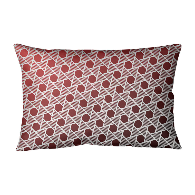 Coussin Hexagons and Triangles, 14 po x 20 po, Pas de bourre, Noir / rouge