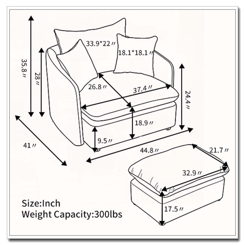 Coussin de fauteuil pivotant sur 360 ° avec 3 coussins, Brun, 1