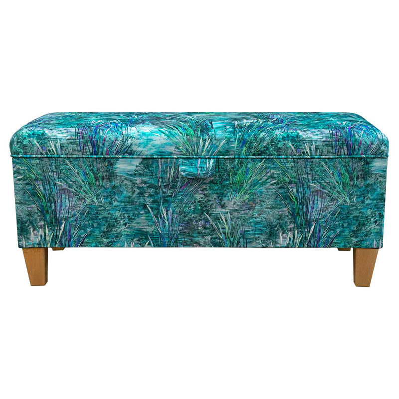 100cm Storage Bench, Green Floral