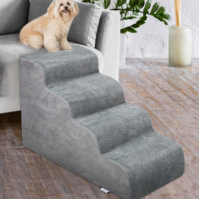 Escalier pour chien pour petits chiens - Rampe pour chien en mousse à haute densité, marches extra larges pour animaux de compagnie avec fond antidérapant pour lits hauts, canapé et canapé, idéal pour les chiens blessés, chats âgés, animaux souff