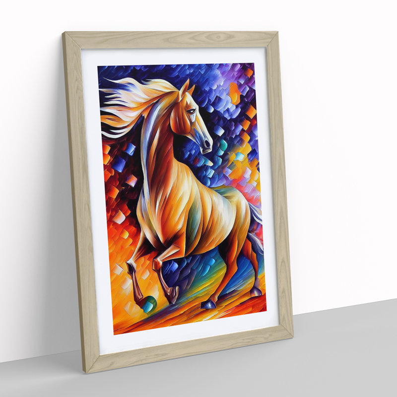 Horse Portrait No.1 - Single Picture Frame Painting, 46cm H x 34cm W x 2cm D, Oak