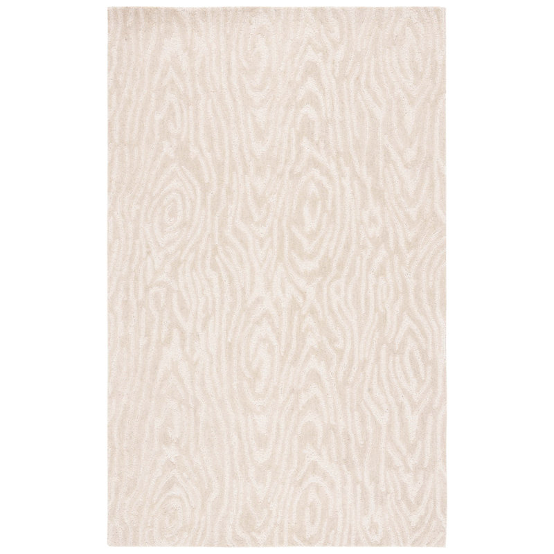 Tapis ivoire en laine / coton touffeté à la main Jhiya, Rectangle 5 pi x 8 pi
