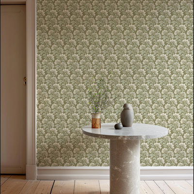 Papier peint botanique Wildflower - Olive Beige