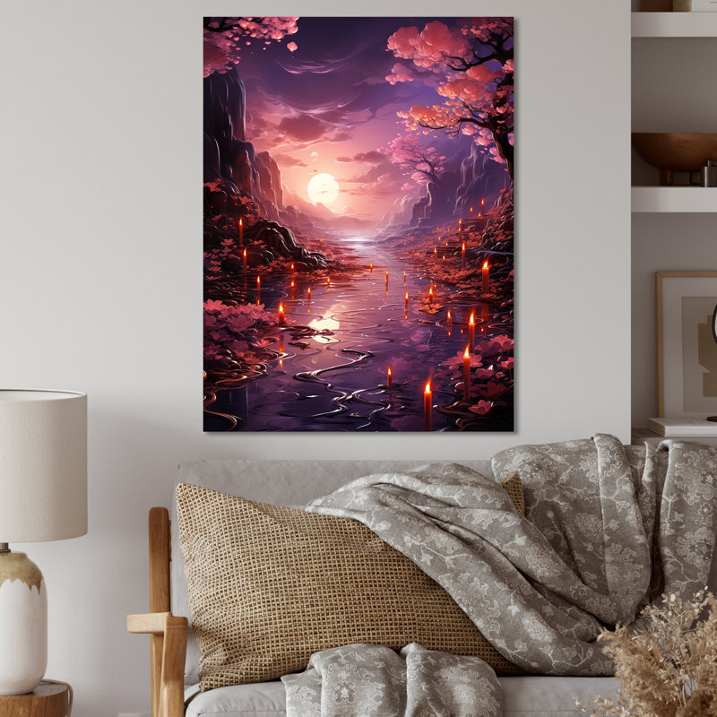 Horizon de rêve avec nuage mauve IV - paysage abstrait, H 40 po x l 30 po x P 1,5 po
