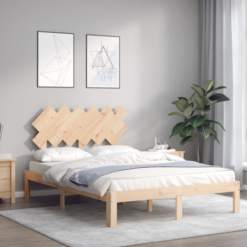 Bed Frame with Headboard, Small Double (4'), Natural