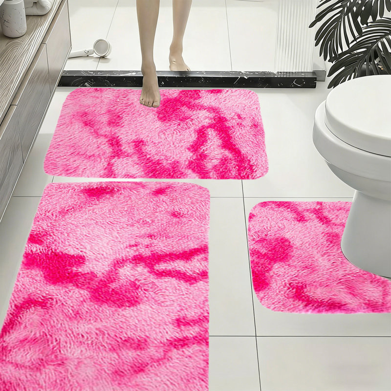 Ensemble de tapis de salle de bain 3 pièces, Rose