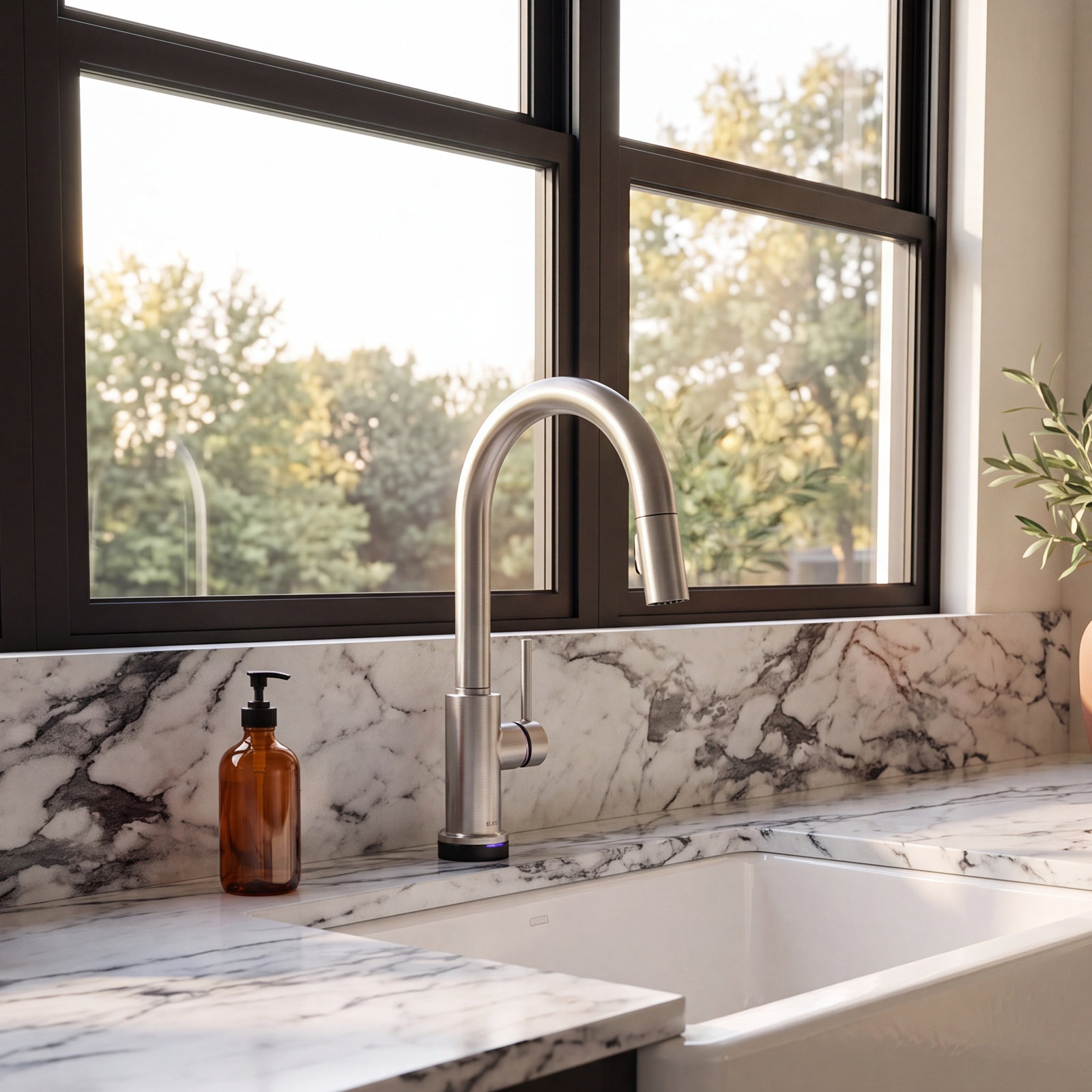 Trinsic Touch and Voice Kitchen Faucet, Arctic Stainless