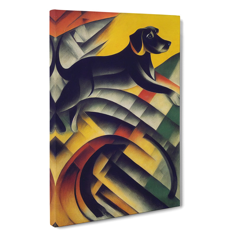 Jumping Dog Abstract - Wrapped Canvas Print, 50cm H x 35cm W x 3cm D