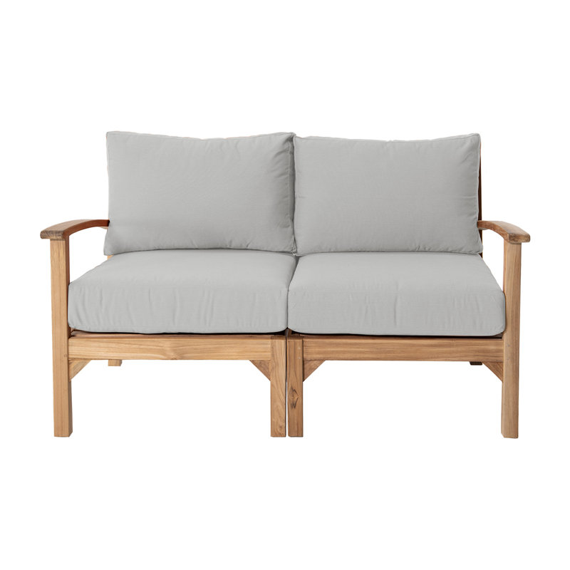 Huntington 60'' Wide Teak Loveseat with Cushions, Granite Sunbrella®