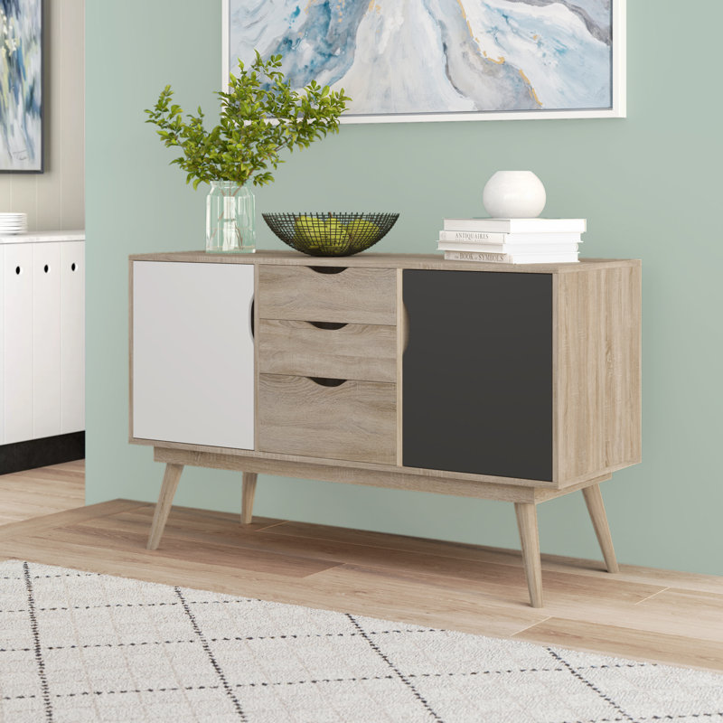 Caroline 125cm Sideboard, Sonoma Oak/White/Grey