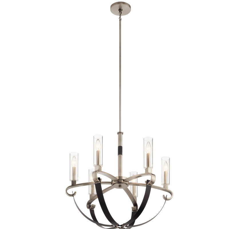 Lustre classique à 6 lumières de style bougie Artem, Étain classique