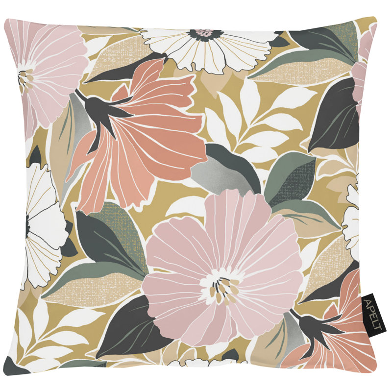 Astrid Floral Square Cushion, Light Orange, 39cm H x 39cm W x 5cm D